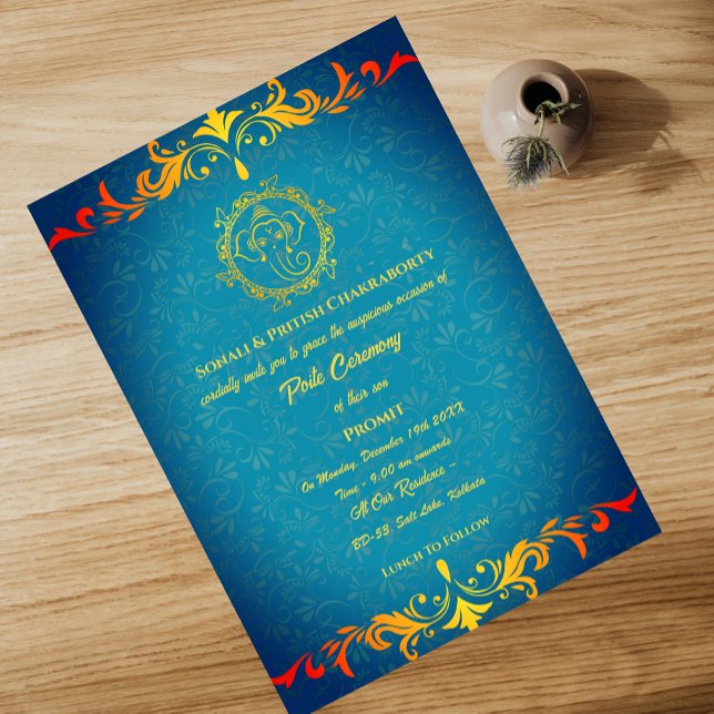 Convite Poite Janeu Upanayanam Hindu Sagrado Thread Floral (Criador carregado)