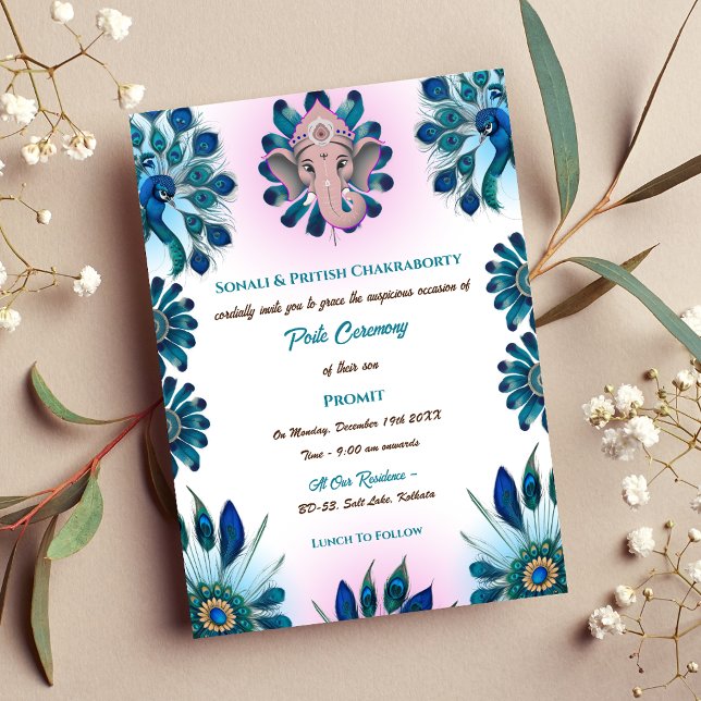 Convite Poite Janeu Upanayanam Hindu Sagrado Thread Peacoc (Criador carregado)