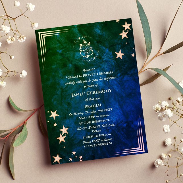 Convite Poite Janeu Upanayanam Hindu Thread Azul (Criador carregado)