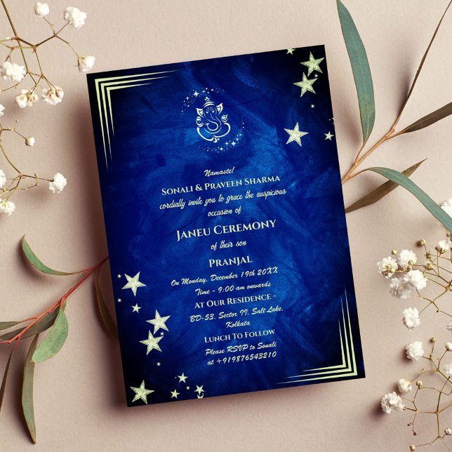 Convite Poite Janeu Upanayanam Hindu Thread Azul (Criador carregado)