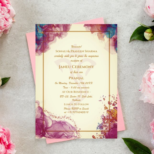 Convite Poite Janeu Upanayanam Hindu Thread Azul (Criador carregado)