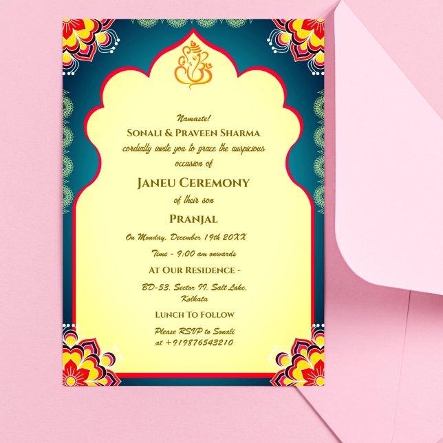 Convite Poite Janeu Upanayanam Hindu Thread Azul (Criador carregado)