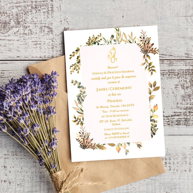 Convite Poite Janeu Upanayanam Hindu Thread Azul (Criador carregado)