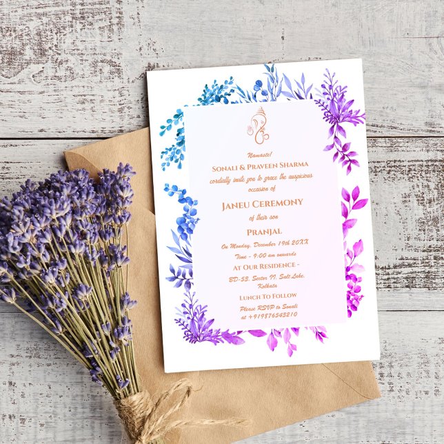 Convite Poite Janeu Upanayanam Hindu Thread Azul (Criador carregado)