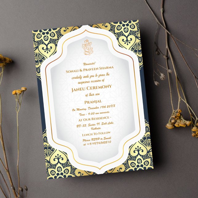 Convite Poite Janeu Upanayanam Hindu Thread Azul (Criador carregado)