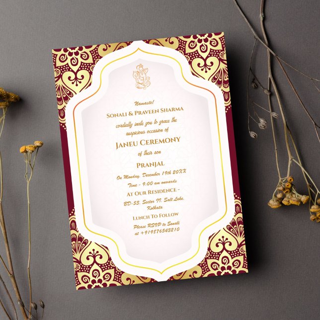 Convite Poite Janeu Upanayanam Hindu Thread Azul (Criador carregado)