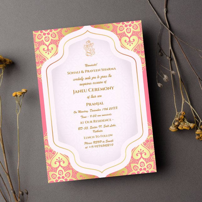 Convite Poite Janeu Upanayanam Hindu Thread Azul (Criador carregado)