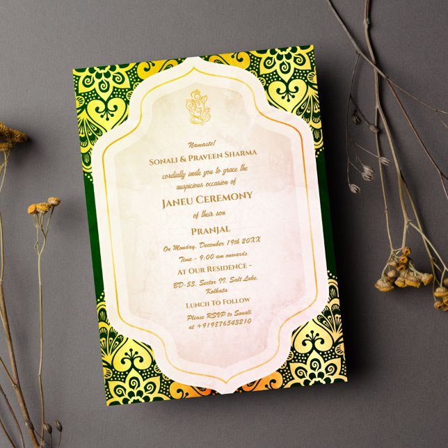 Convite Poite Janeu Upanayanam Hindu Thread Azul (Criador carregado)