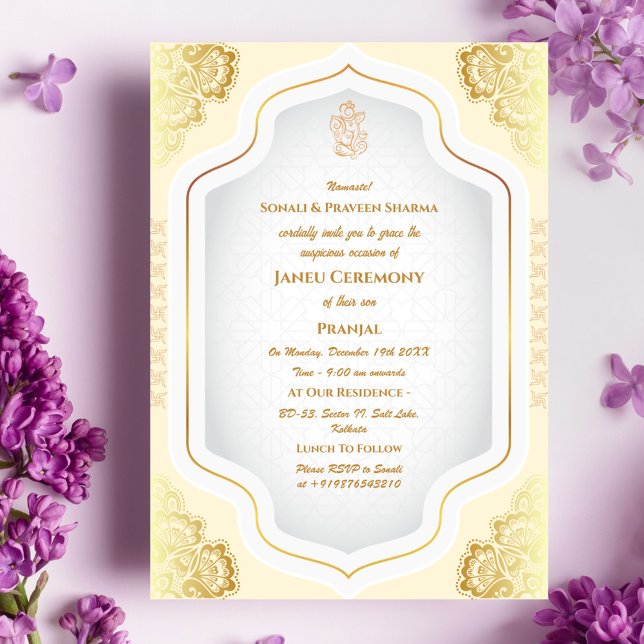 Convite Poite Janeu Upanayanam Hindu Thread Azul (Criador carregado)