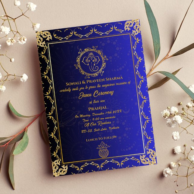 Convite Poite Janeu Upanayanam Hindu Thread Azul (Criador carregado)