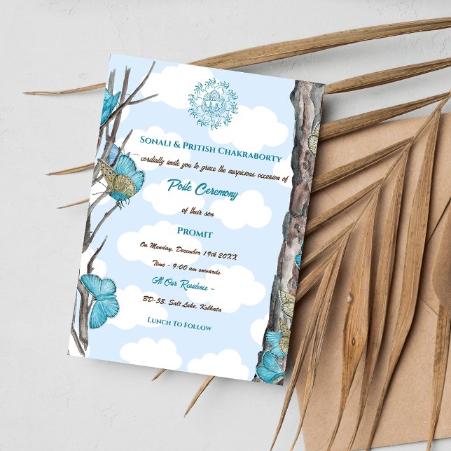 Convite Poite Janeu Upanayanam Hindu Thread Butterfly (Criador carregado)
