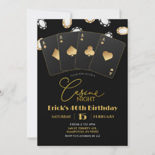 Convite Poker Card Casino Night 40th 50th Adult Birthday