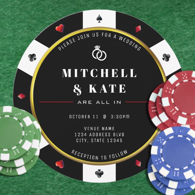 Convite Poker Chip All In Weding (Poker Chip All In Wedding Invitation
)