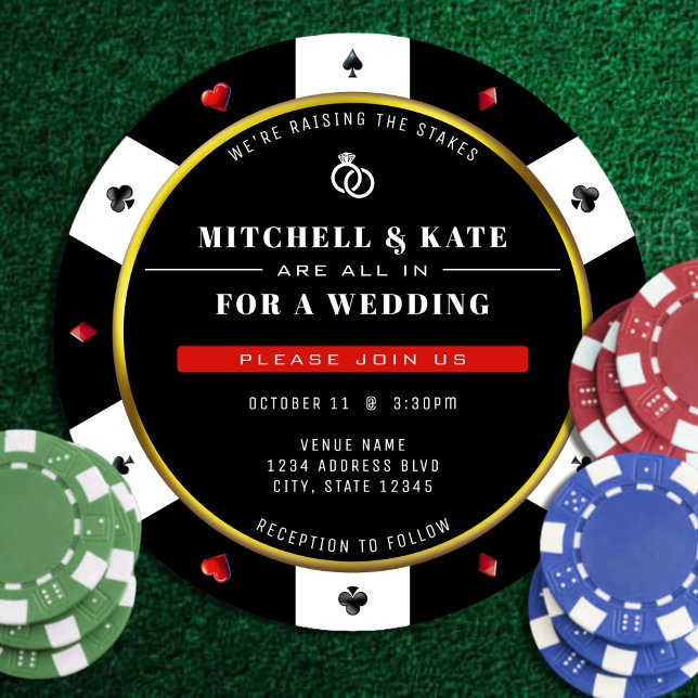Convite Poker Chip Tudo Em Um Casamento (Poker Chip All In One Wedding Invitation
)