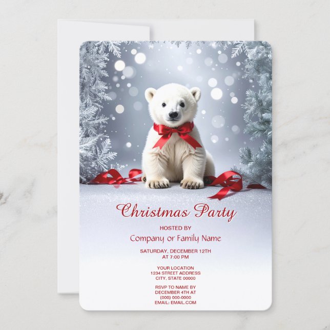 Convite Polar Bear Christmas Holiday Party Invitation (Frente)