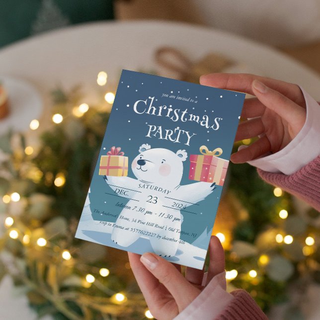 Convite Polar Bear e Apresenta Festa de Natal (Criador carregado)