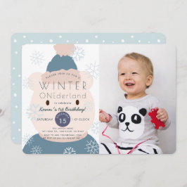 Convite Polar Bear Onederland Boy 1rua Foto Aniversário