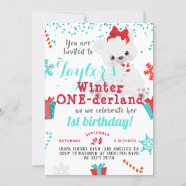 Convite Polar Bear Winter One derland Birthday Invitation