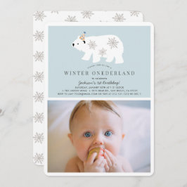 Convite Polar Bear Winter Onederland Photo bl primeiro ani