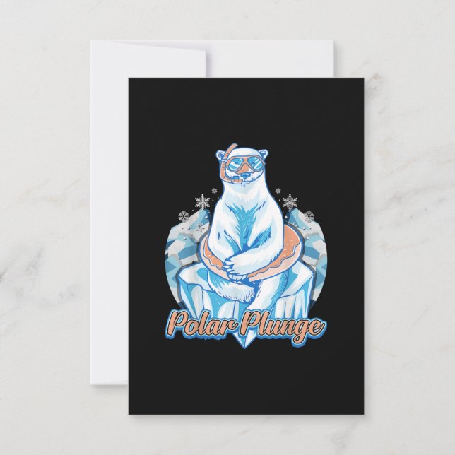 Convite Polar Plunge Ice Jump Engraçado Urso Polar Engraça (Frente)