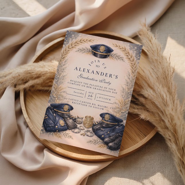 Convite Police Academy Formal Badge Graduation (Criador carregado)