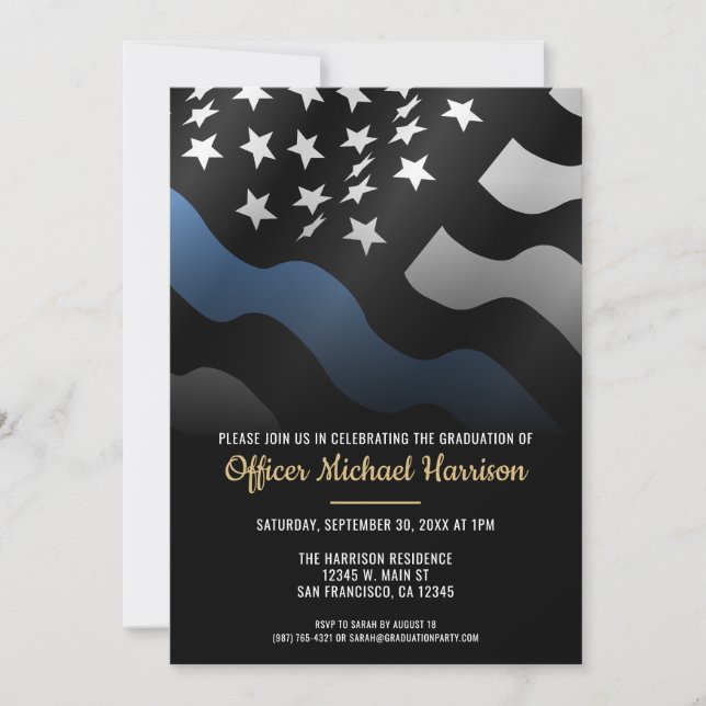 Convite Police Academy Graduation Law Enforcement Officer (Frente)