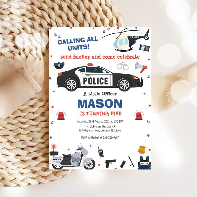 Convite Police Birthday Invitation Police Officer Party (Criador carregado)
