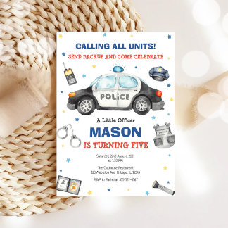 Convite Police Birthday Invitation Police Officer Party