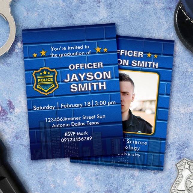 Convite Police Graduation Party with Photo (Criador carregado)