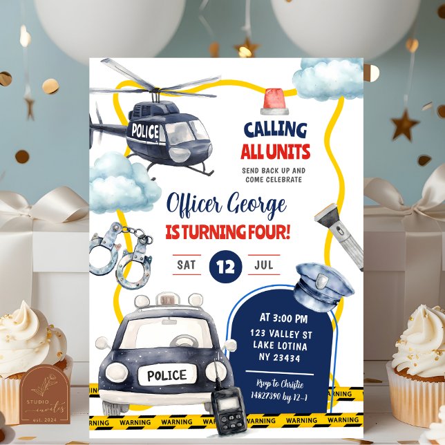 Convite Police Kid's Birthday (Criador carregado)