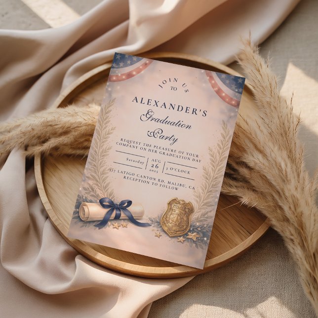 Convite Police Officer Academy Milestone Graduation (Criador carregado)