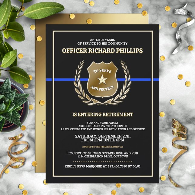 Convite Police Officer Retirement Party Invitation (Criador carregado)
