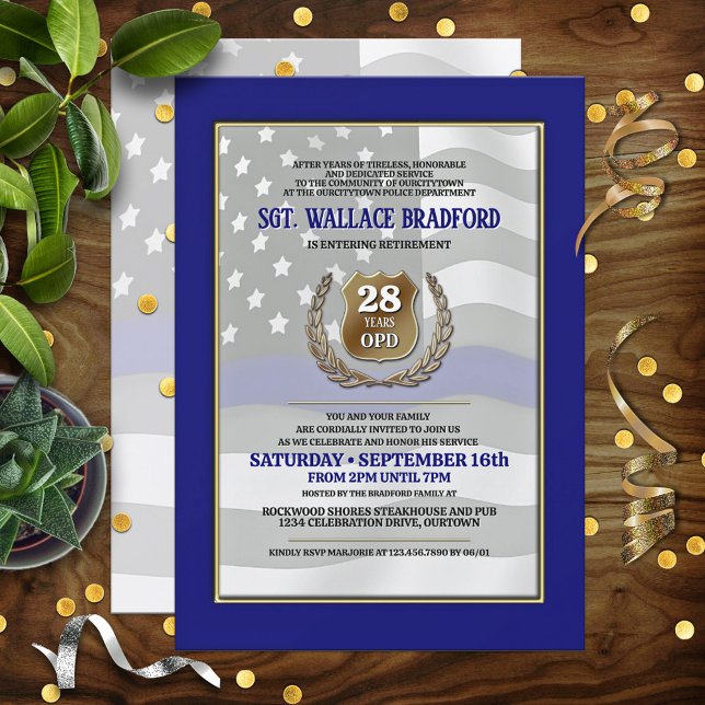 Convite Police Officer Retirement Party Invitations (Criador carregado)