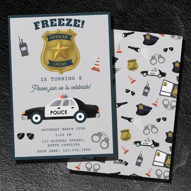 Convite Police Themed Policeman Cop Birthday Party (Police Themed Policeman Cop Birthday Party Invitation)