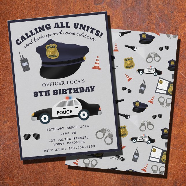 Convite Police Themed Policeman Cop Birthday Party (Police Themed Policeman Cop Birthday Party Invitation)