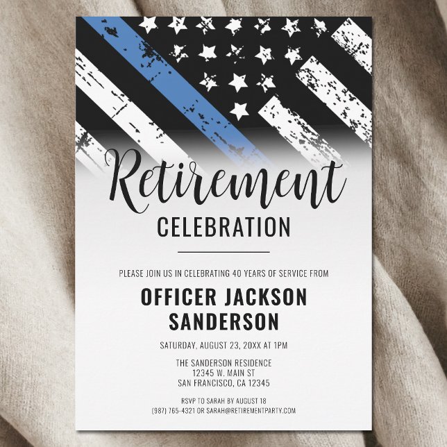 Convite Polícia da Polícia - Parte de Aposentadoria (Law Enforcement Police Department Retirement Party Invitation)