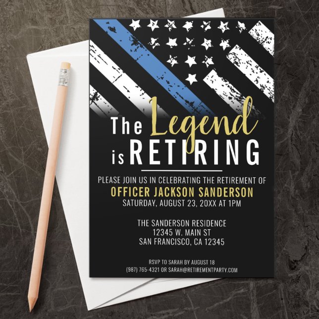 Convite Polícia de Sinalizador da Linha Azul de Reforma da (The perfect retirement party invitation for a retiring police officer, sheriff, captain, etc!)