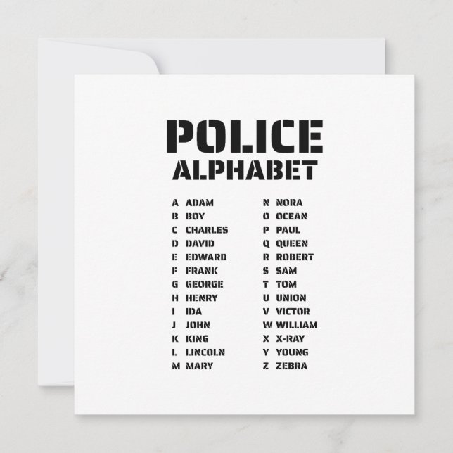 Convite Polícia do Alfabeto Fonético (Frente)