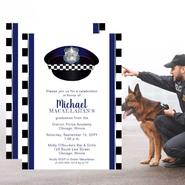 Convite Polícia | Polícia | Festa de formatura Cop Hat (Policeman Policewoman Cop Hat Graduation Party Invitation - Print | Download)