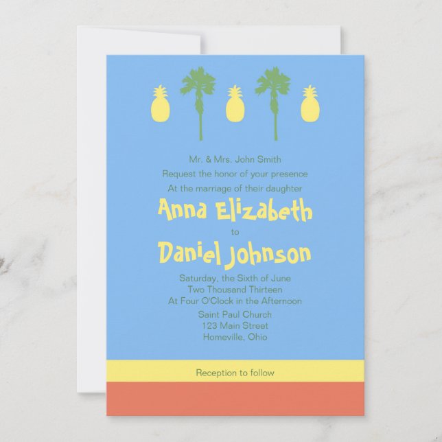 Convite Polinésia Retro (Frente)