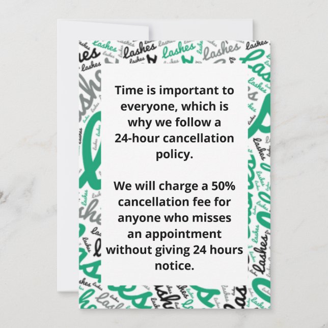 Convite Política de cancelamento (Frente)