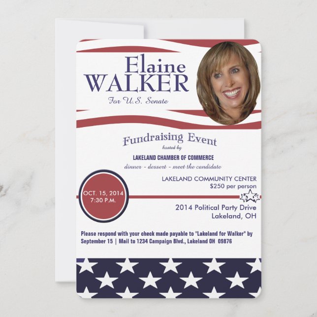 Convite político do Fundraiser com foto (Frente)