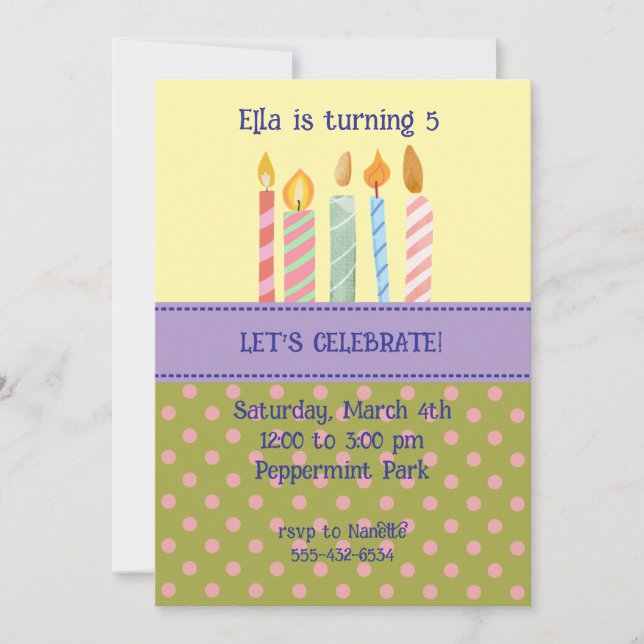 Convite Polka Dot Birthday Invitation (Frente)