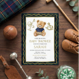 Convite Polo Teddy Bear Baby Shower Invitation