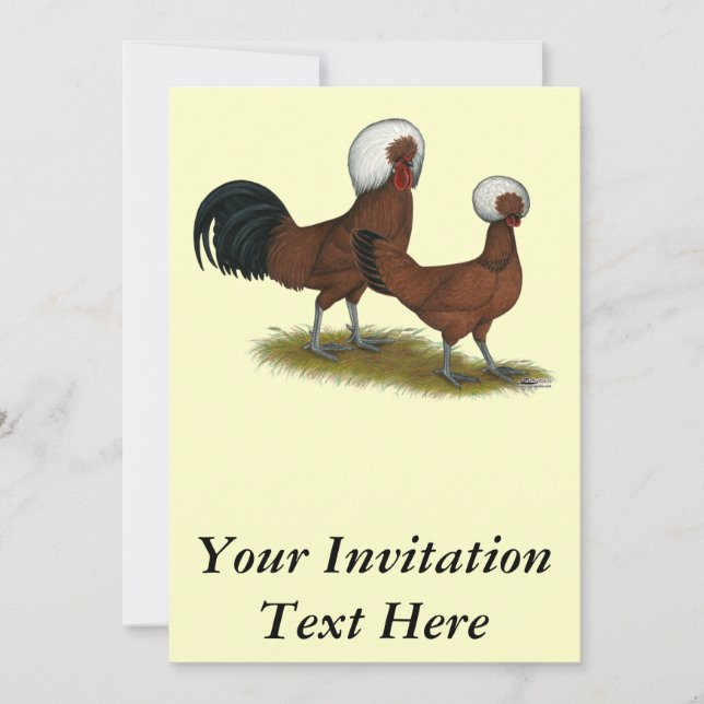 Convite Polonês: White Crested Reds (Frente)