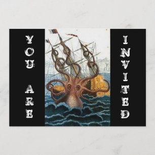 Convite Polvo do Victorian   Kraken do vintage de