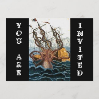 Convite Polvo do Victorian | Kraken do vintage de