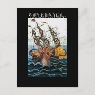 Convite Polvo gigante de Kraken do Victorian do vintage de