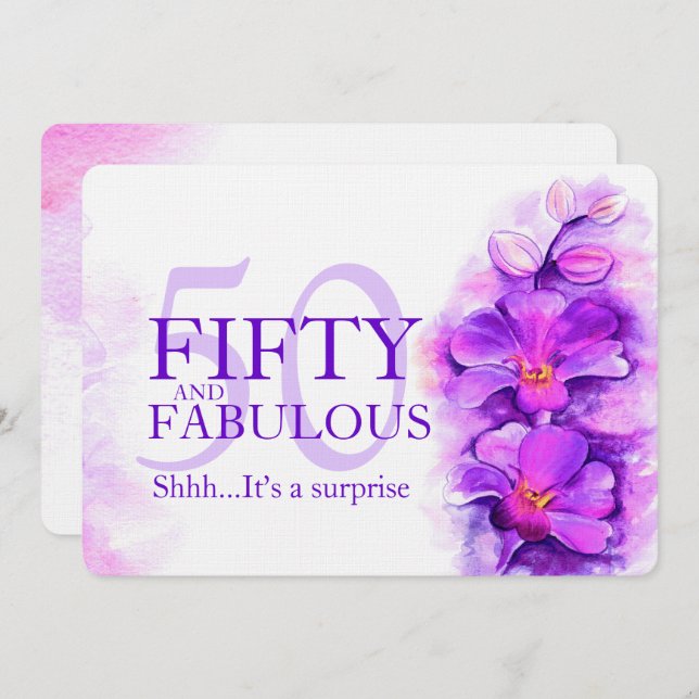 Convite Pomada de água, cor púrpura, cinquenta e fabulosa (Frente/Verso)