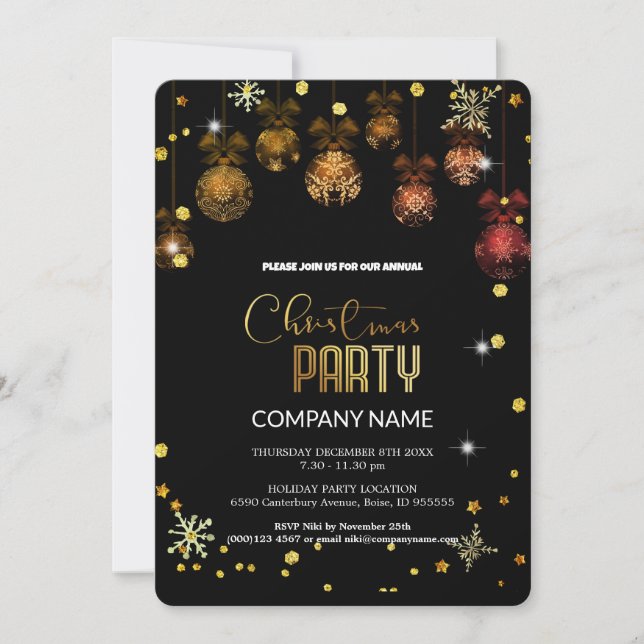 Convite Pomada de ouro de Natal, diamantes, flocos de neve (Frente)